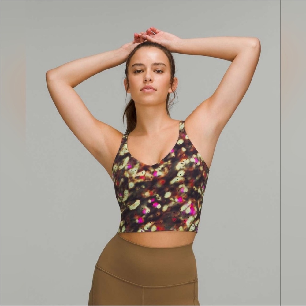 Lululemon green and pink abstract athletic align tank size 6